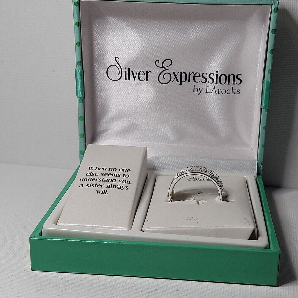 Silver Expressions by LArocks Ring Sister NIB Sz 9 Silver plated